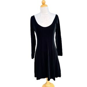 VTG Bruno Duluc Kush Black Velvet Scoop Neck Skater Dress Whimsigoth Witchy XL